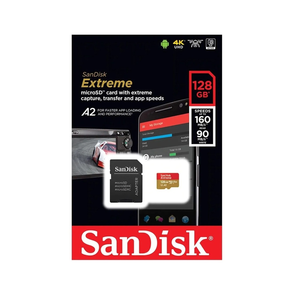 SANDISK EXTREME® MICROSD™ UHS-I CARD WITH ADAPTER (MOBILE) 128GB